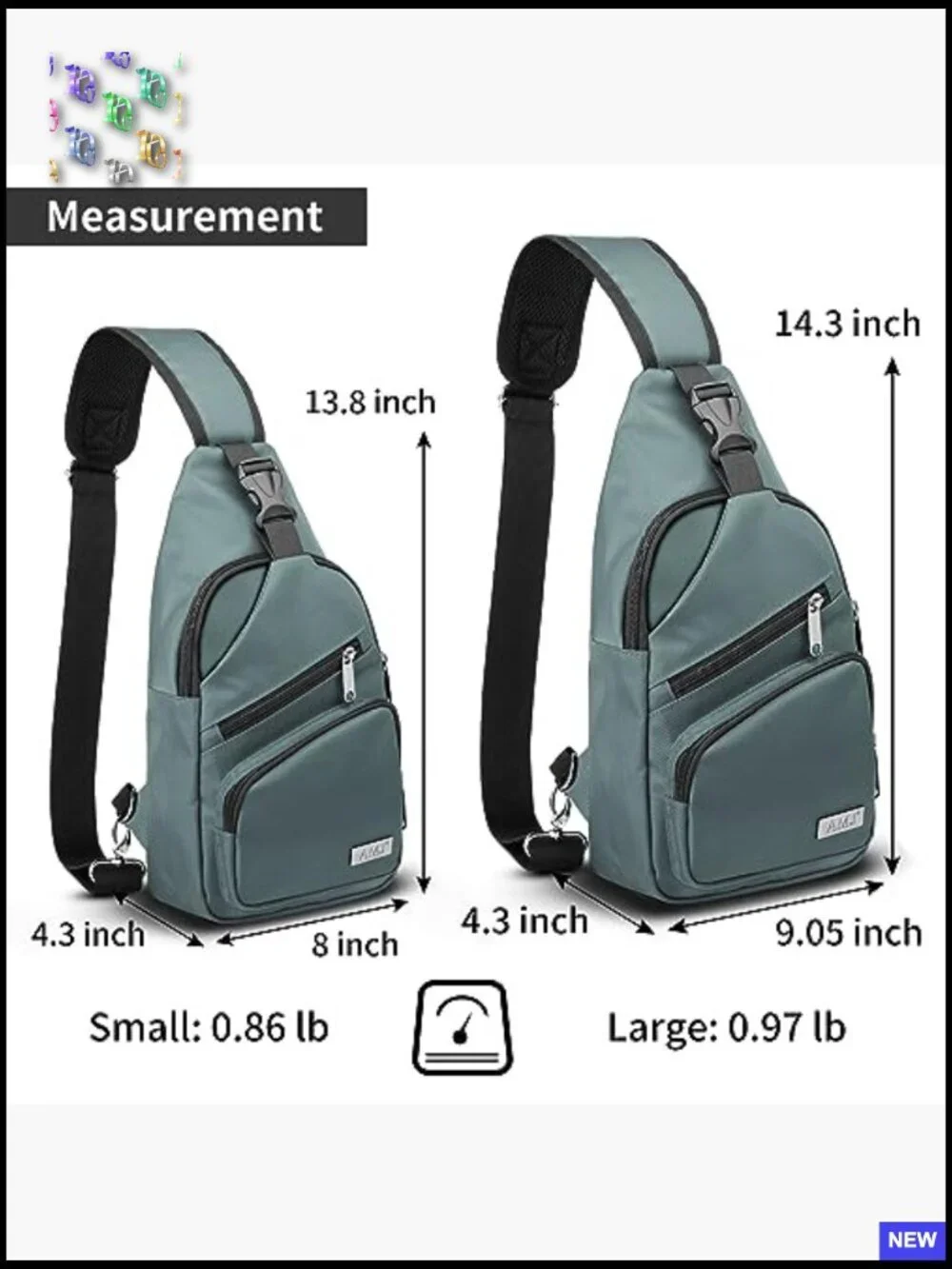 Crossbody Sling Bag Casual Shoulder Backpack Travel Daypack Hiking